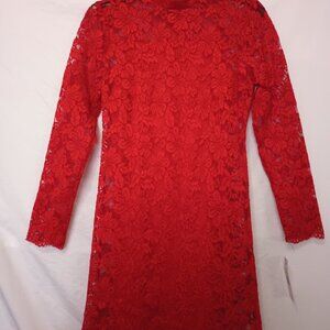 PROSECCO Women's Red Riding Hood Long Sleeve Lace Dress Size 4